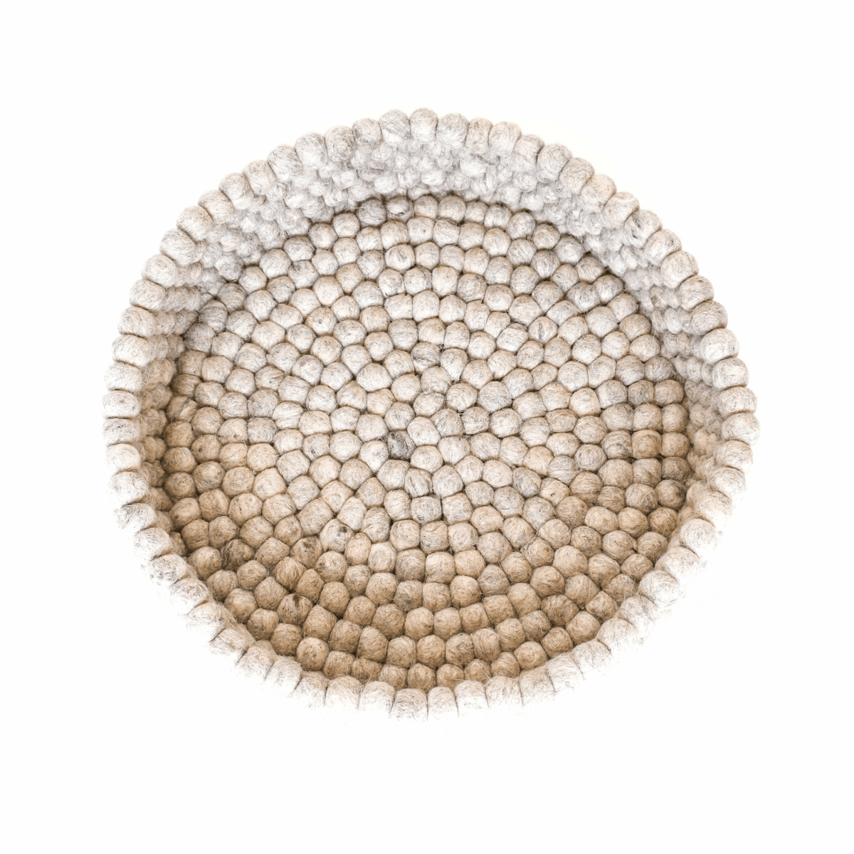 Handmade Felt Ball Cat Bed Round Wool Basket - Sandstone - Pryde Pets