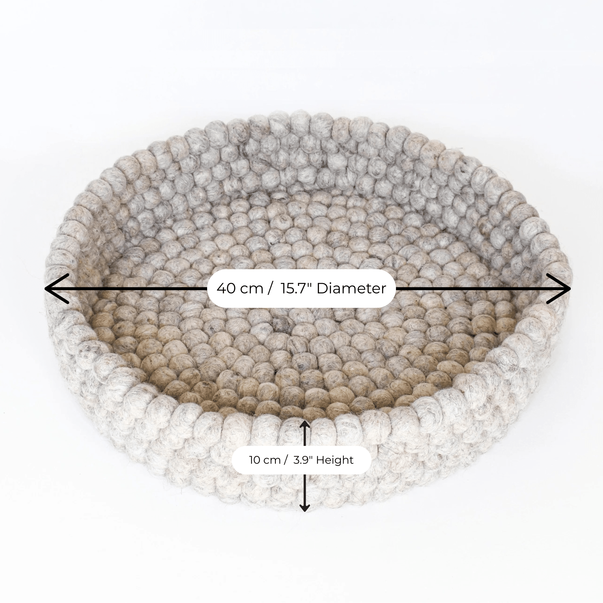 Handmade Felt Ball Cat Bed Round Wool Basket - Sandstone - Pryde Pets