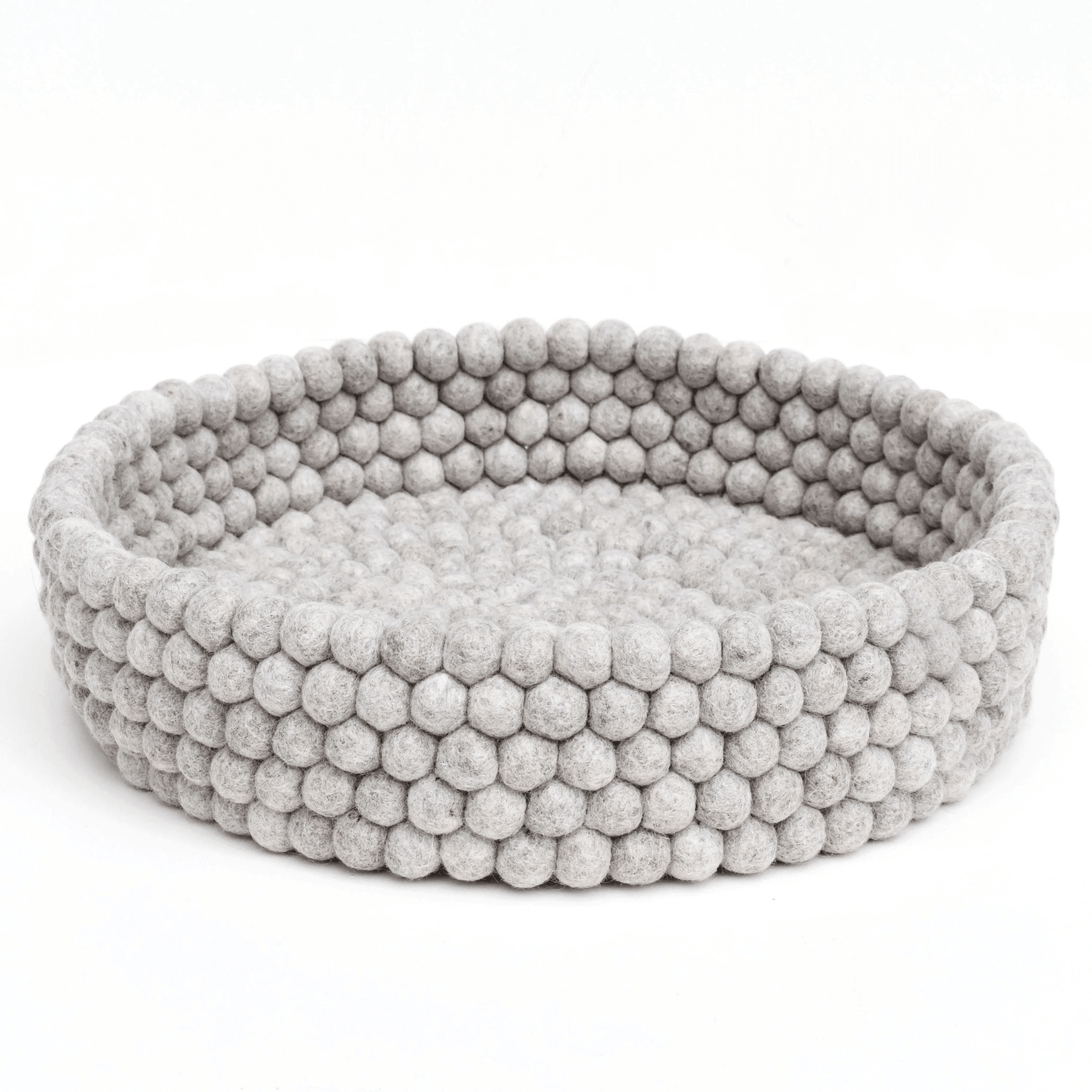 Handmade Felt Ball Cat Bed Round Wool Basket - Grey - Pryde Pets