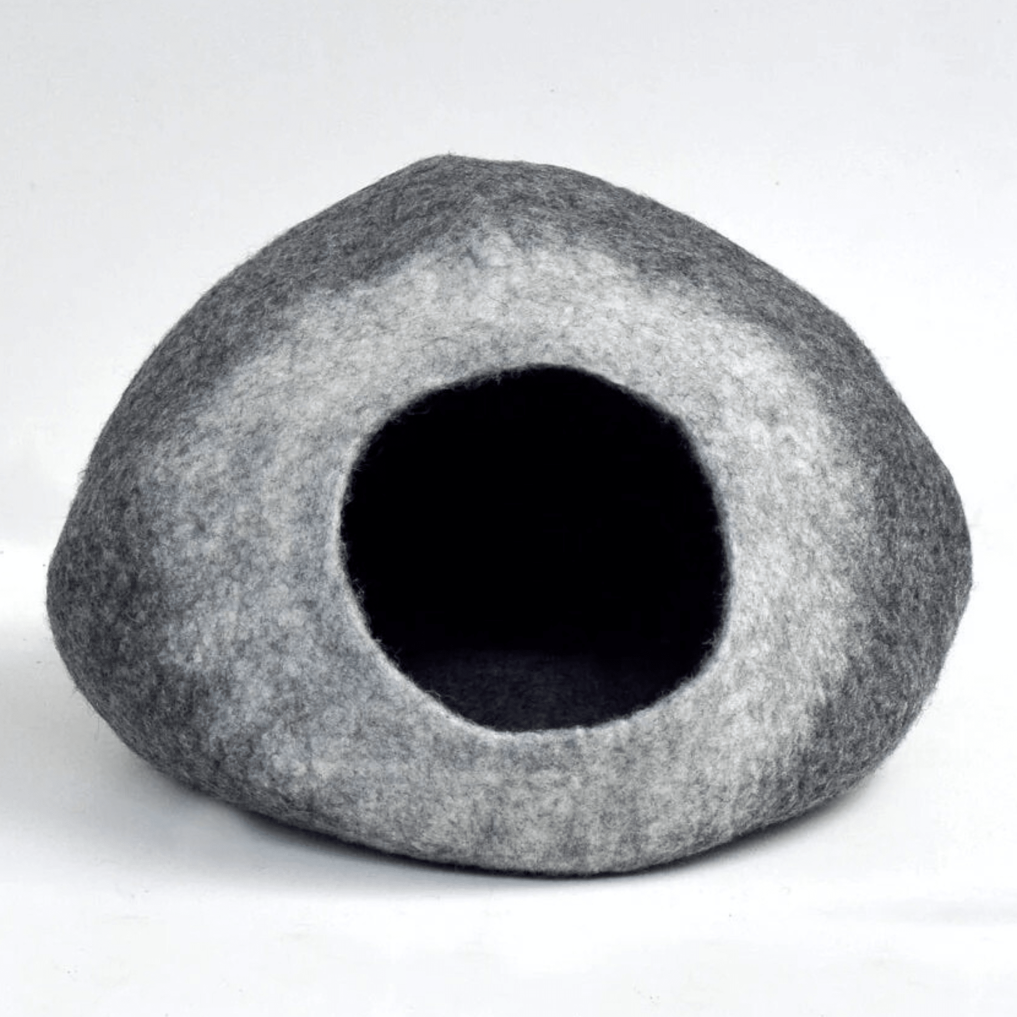 Handmade Felt Cat Cave – White Grey Ombre - Pryde Pets