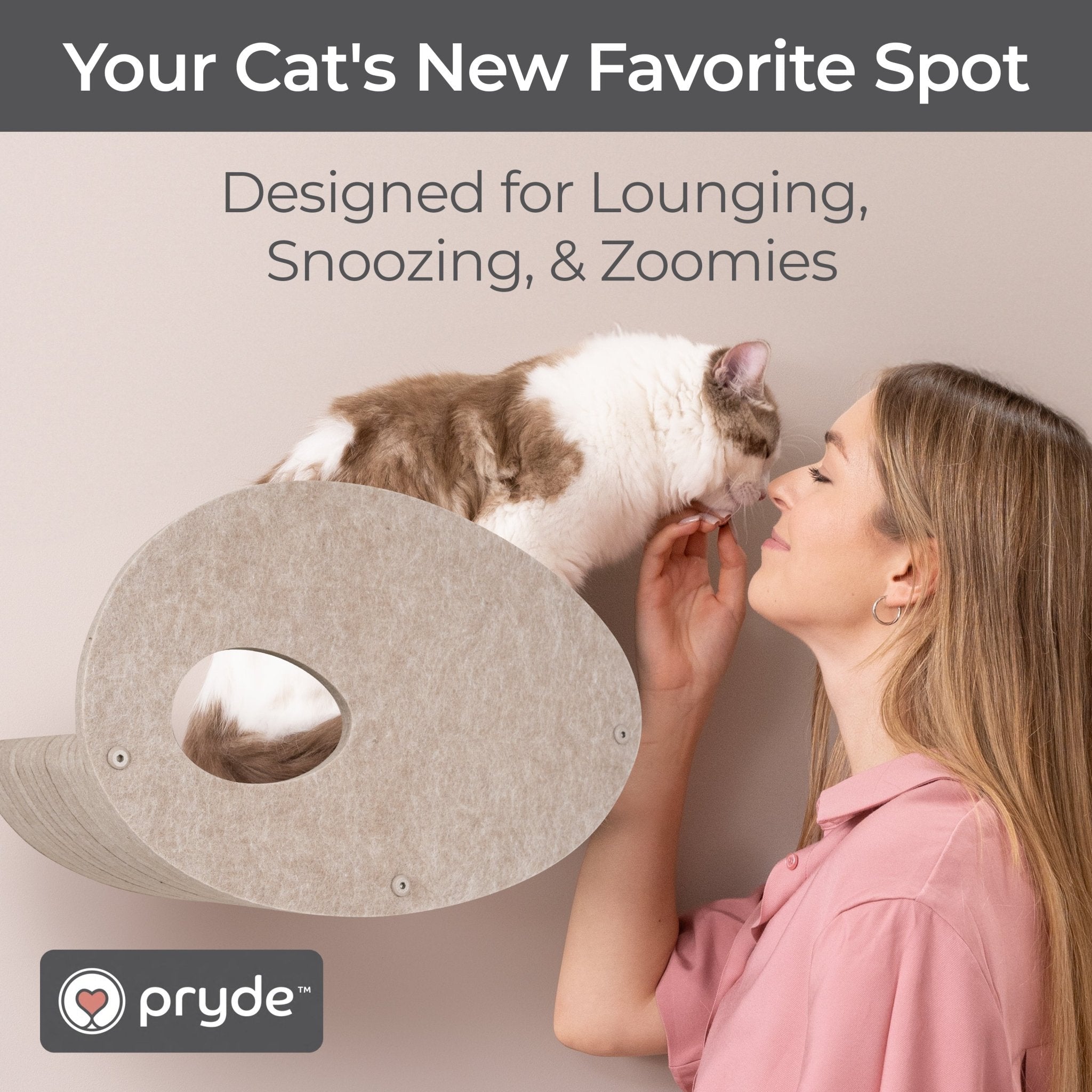 Oatmeal Curved Nest Cat Climber Facade Add - On - Pryde Pets