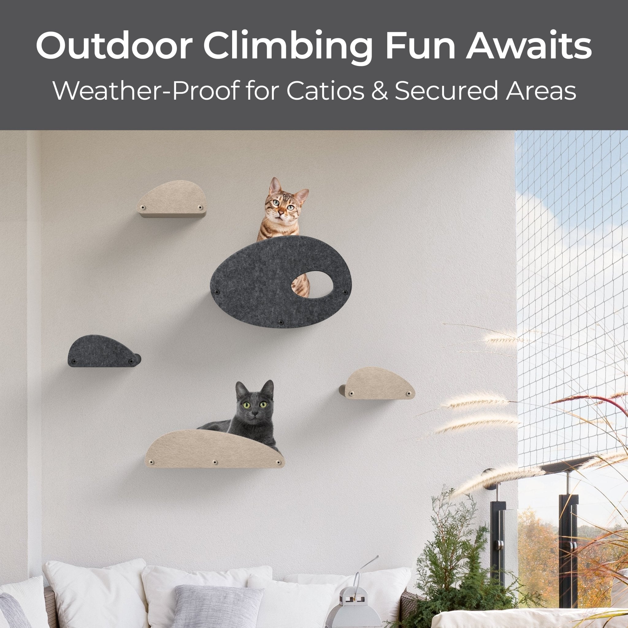 Oatmeal Curved Nest Cat Climber Facade Add - On - Pryde Pets