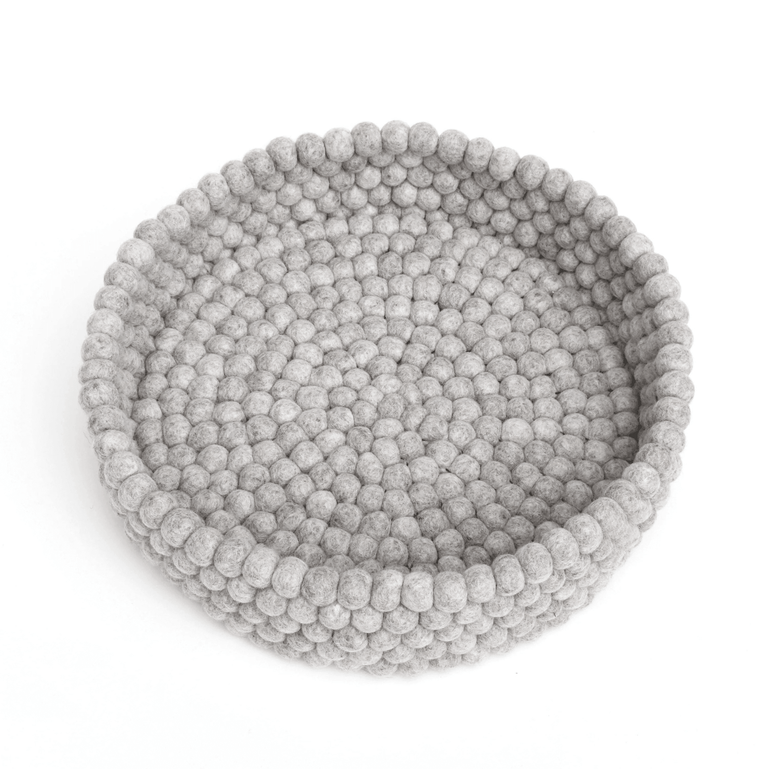 Handmade Felt Ball Cat Bed Round Wool Basket - Grey - Pryde Pets