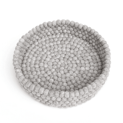 Handmade Felt Ball Cat Bed Round Wool Basket - Grey - Pryde Pets