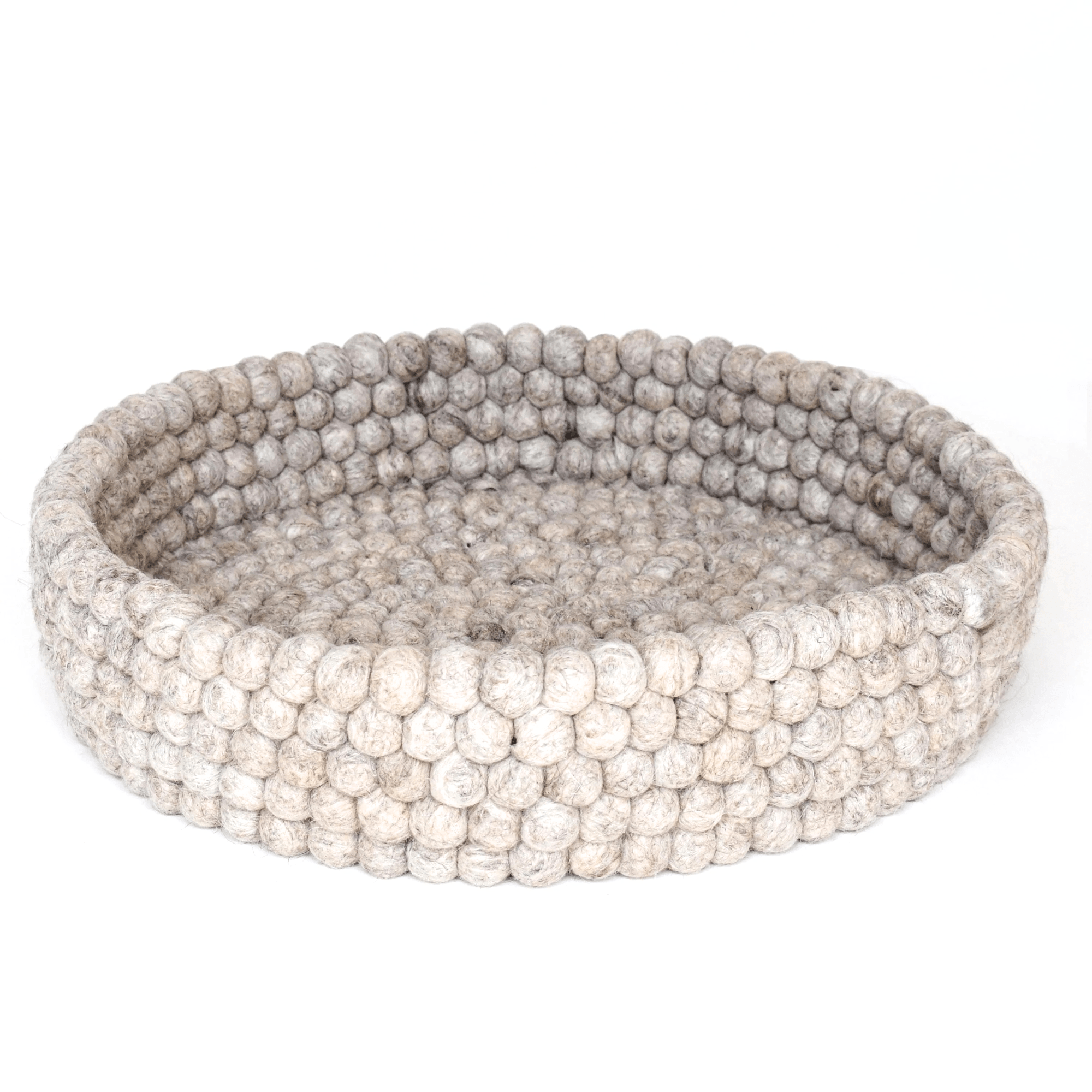 Handmade Felt Ball Cat Bed Round Wool Basket - Sandstone - Pryde Pets
