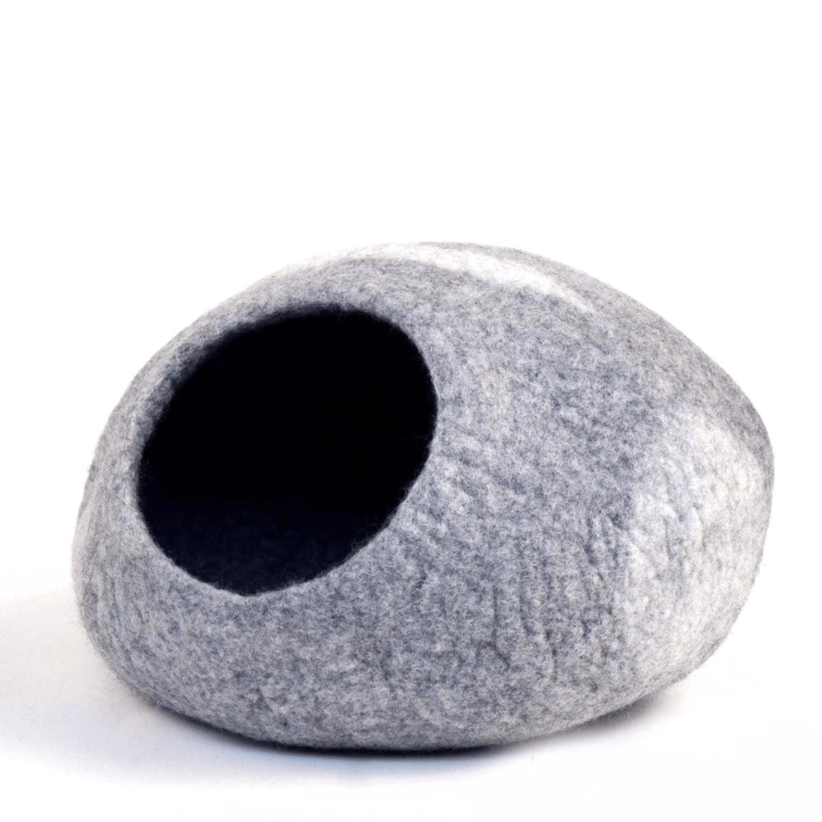 Handmade Felt Cat Cave – Light Grey River Stone - Pryde Pets