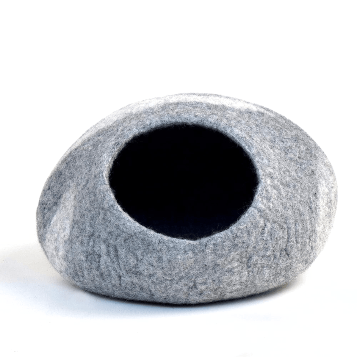 Handmade Felt Cat Cave – Light Grey River Stone - Pryde Pets