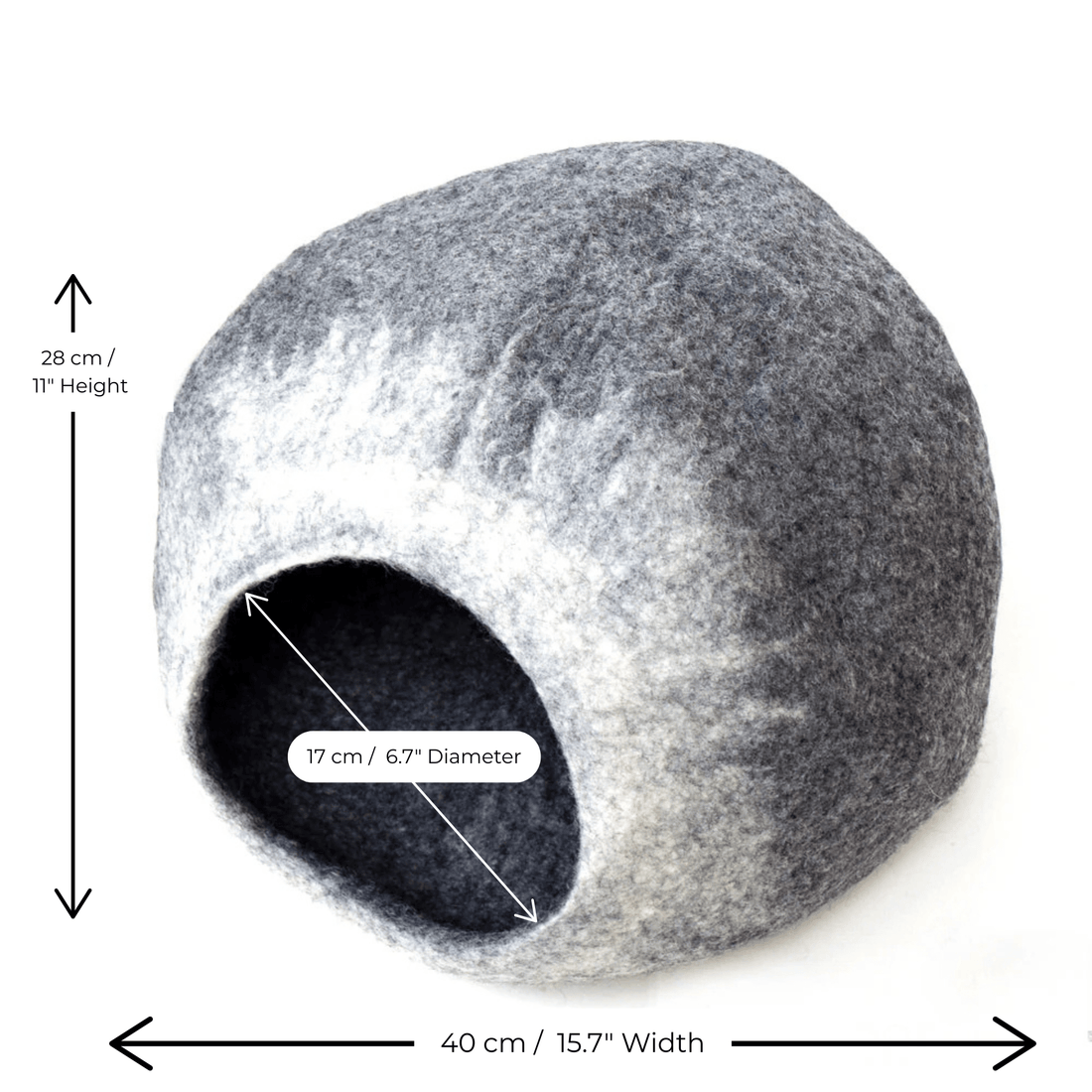 Handmade Felt Cat Cave – White Grey Ombre - Pryde Pets