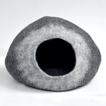 Handmade Felt Cat Cave – White Grey Ombre - Pryde Pets