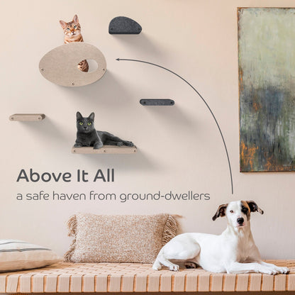 Curved Oatmeal Cat Climber with Facade - Pryde Pets | prydepets.com.au