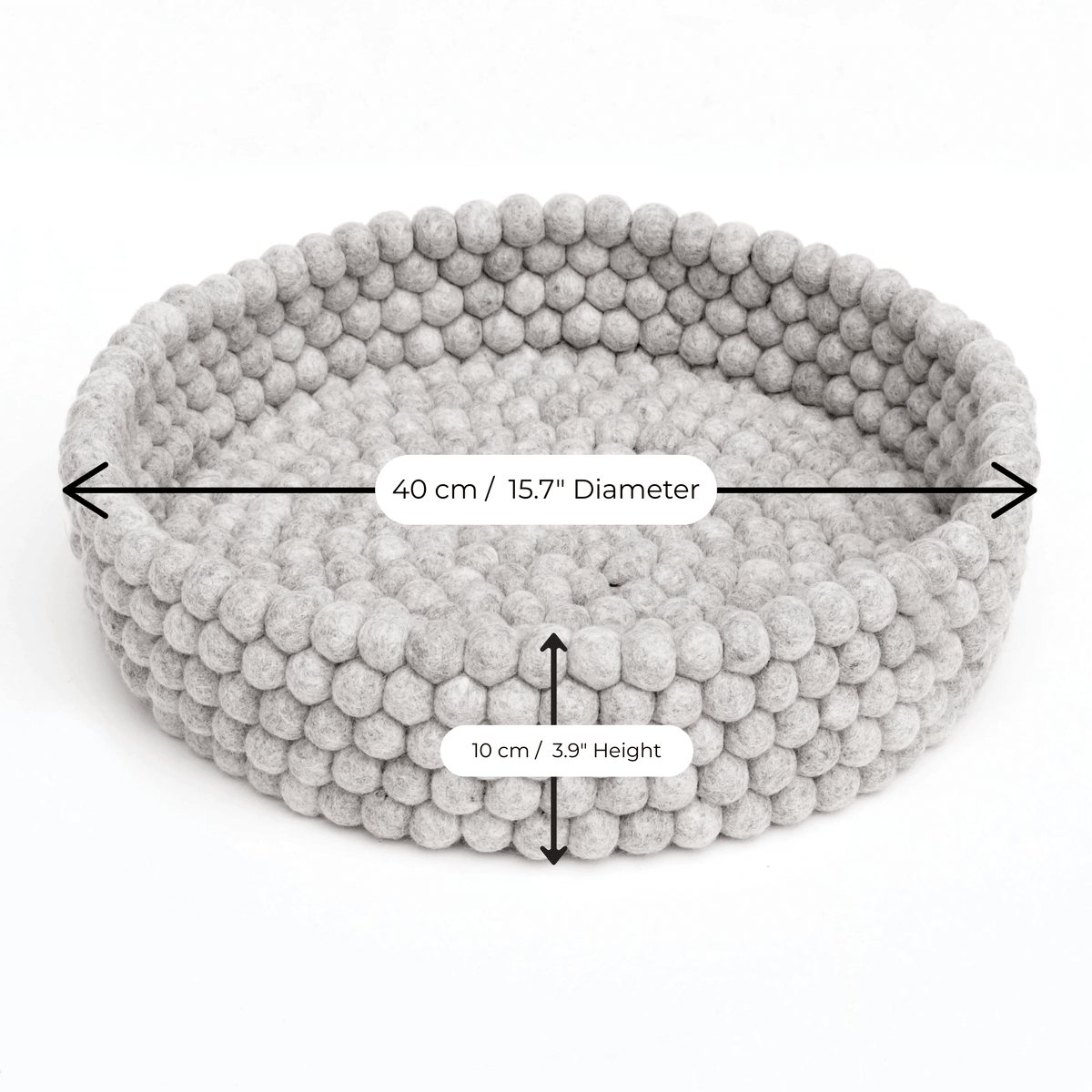 Handmade Felt Ball Cat Bed Round Wool Basket - Grey - Pryde Pets