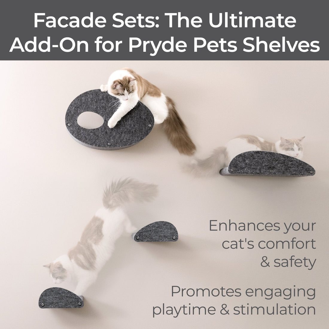 Set of 4 Charcoal Cat Climber Facade Add - Ons - Pryde Pets