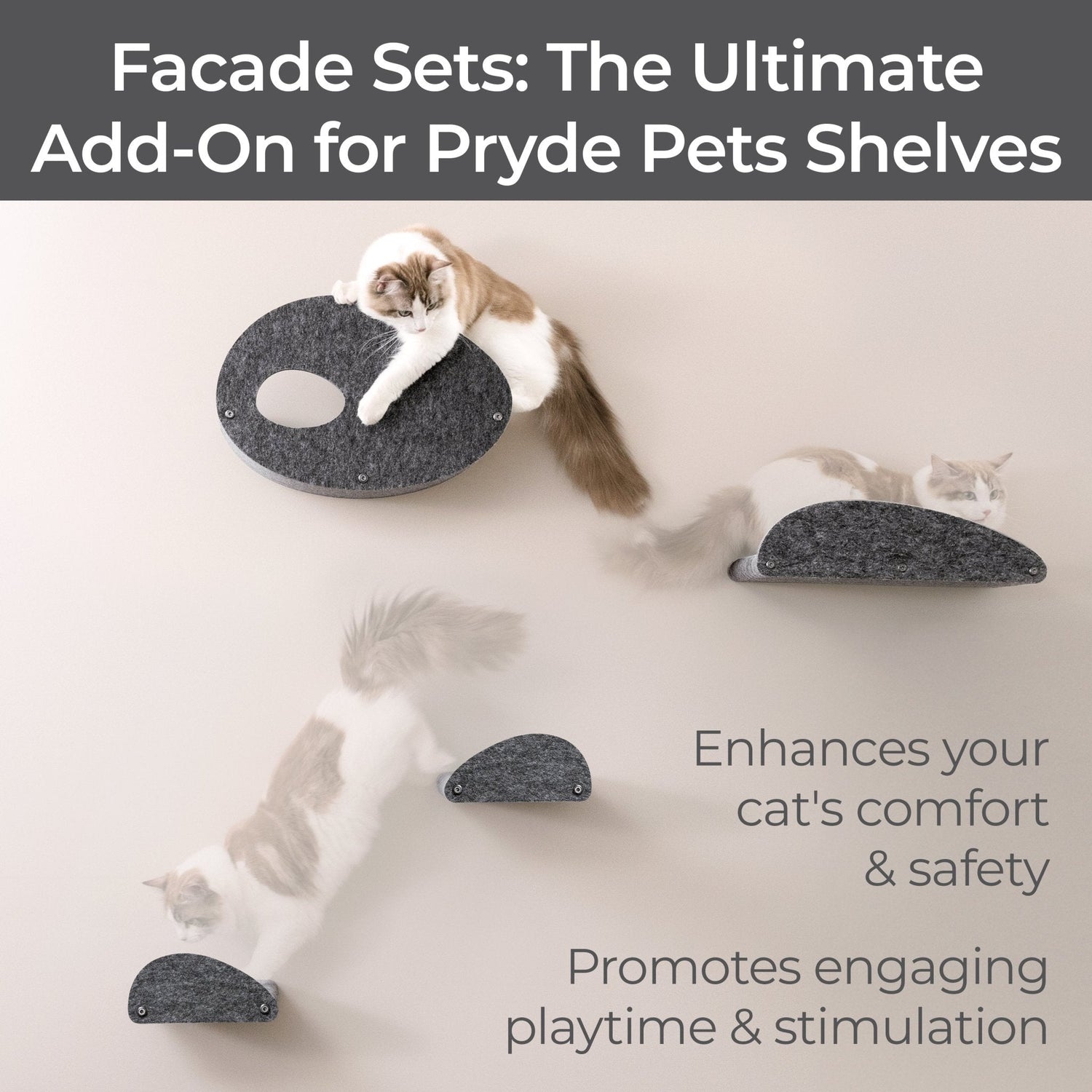 Set of 4 Charcoal Cat Climber Facade Add - Ons - Pryde Pets