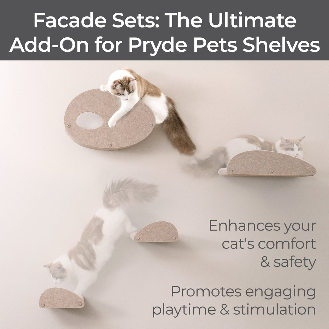 Set of 4 Oatmeal Cat Climber Facade Add - Ons - Pryde Pets