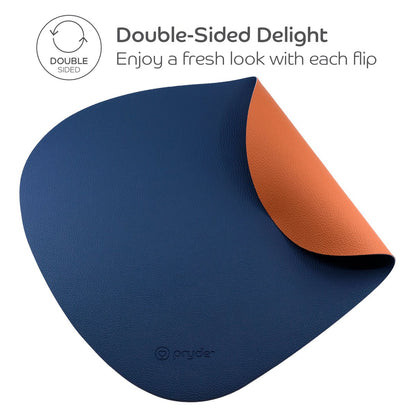 Reversible Cat Dining Mat - Chestnut/Navy - Pryde Pets