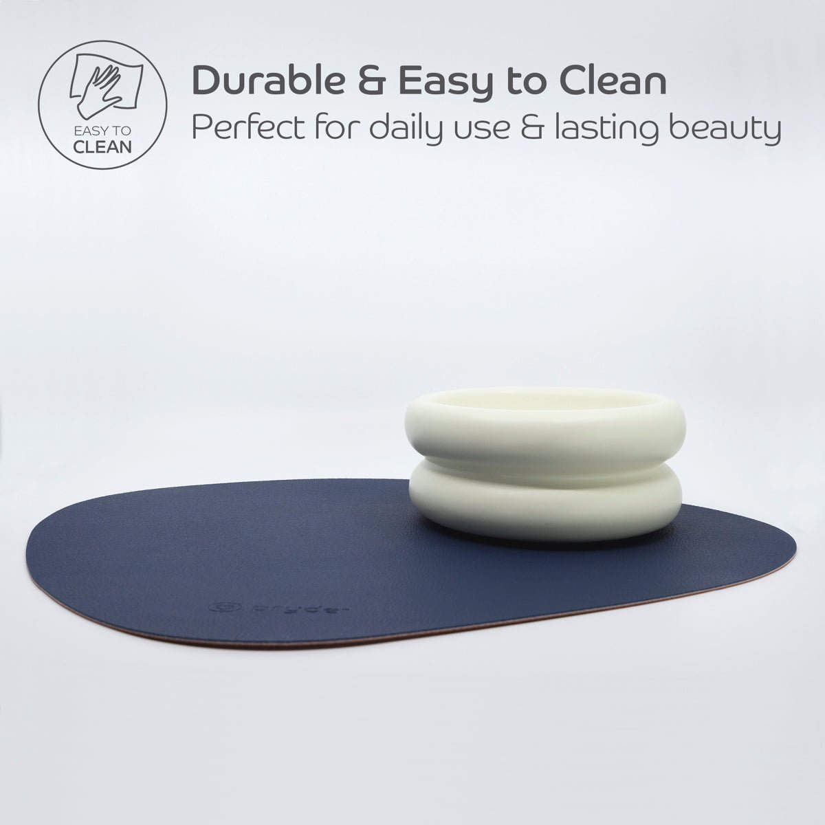 Reversible Cat Dining Mat - Chestnut/Navy - Pryde Pets