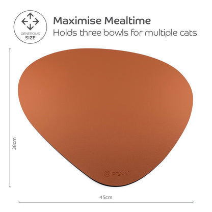 Reversible Cat Dining Mat - Chestnut/Navy - Pryde Pets