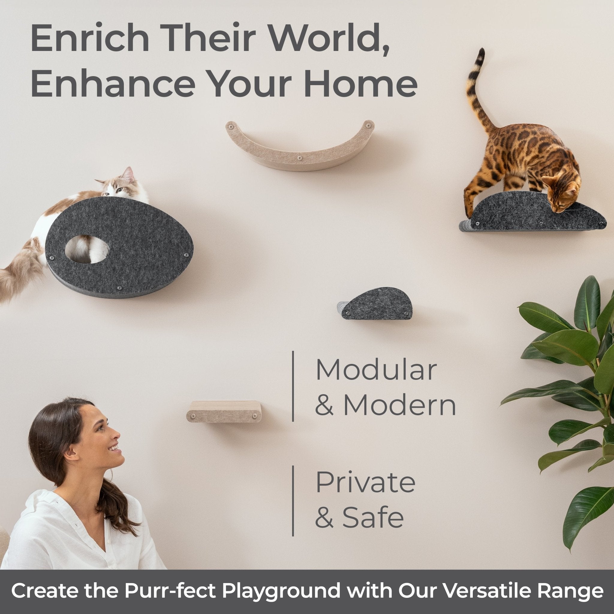 Oatmeal Curved Nest Cat Climber Facade Add - On - Pryde Pets