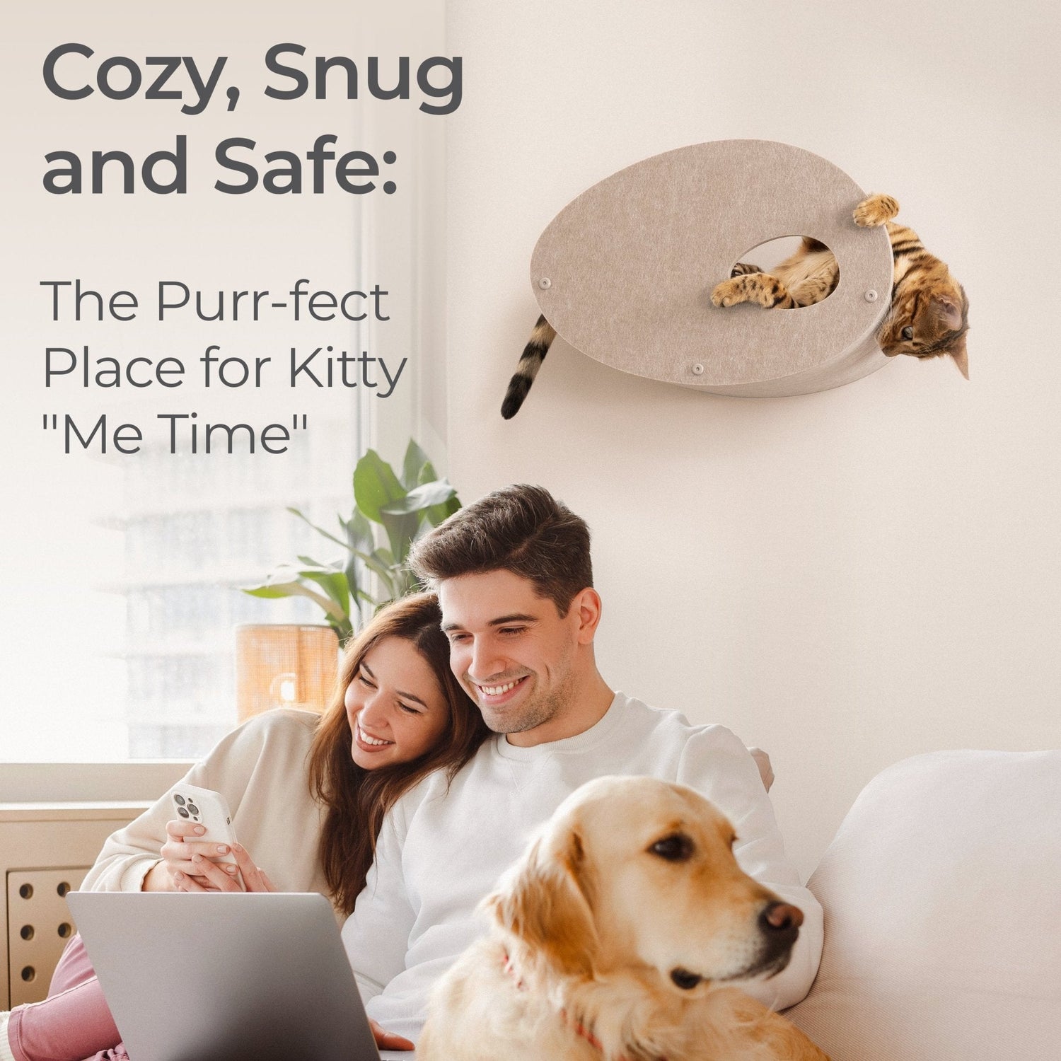 Oatmeal Curved Nest Cat Climber Facade Add - On - Pryde Pets