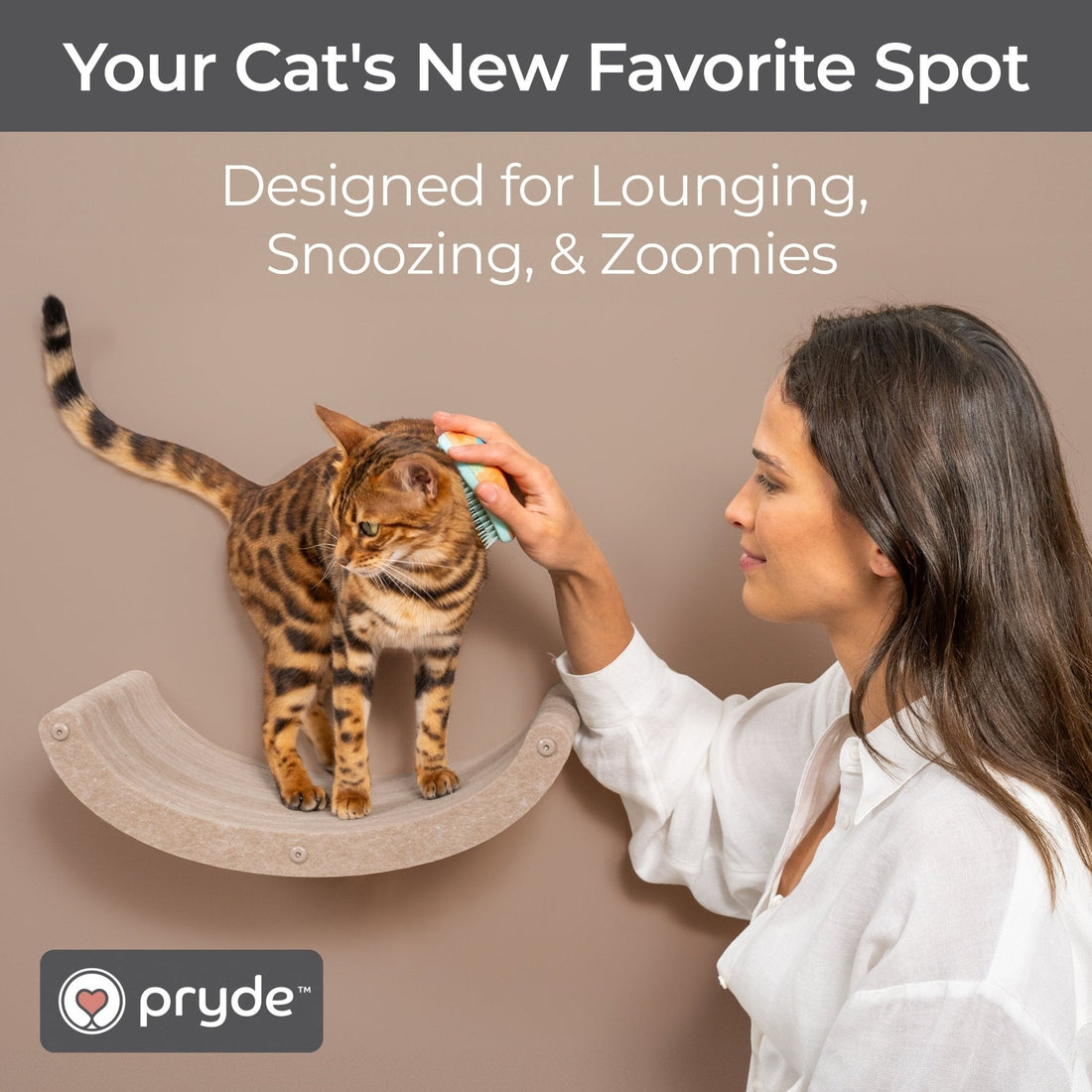 Oatmeal Curved Nest Cat Climber - Pryde Pets