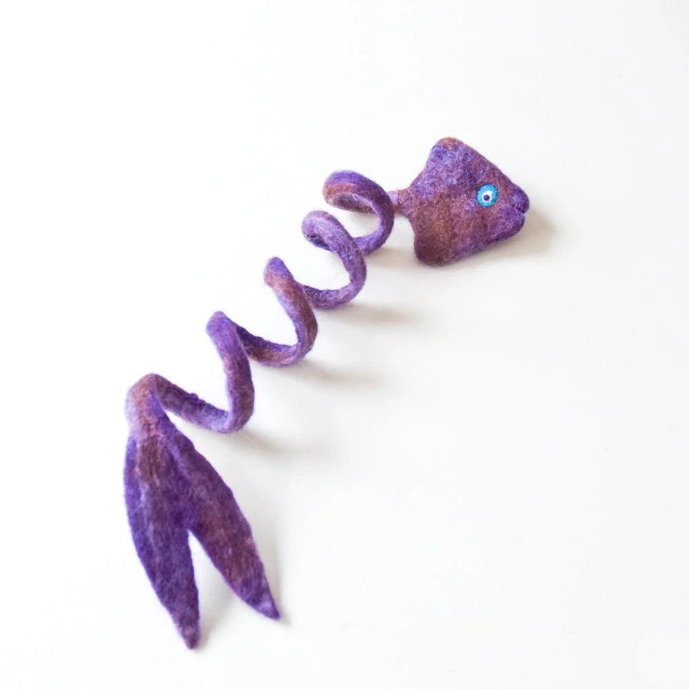 Handmade Felt Fish Spring Cat Toy - Purple - Pryde Pets