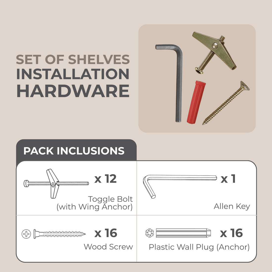 Installation Hardware Pack for Cat Climber Sets - Pryde Pets